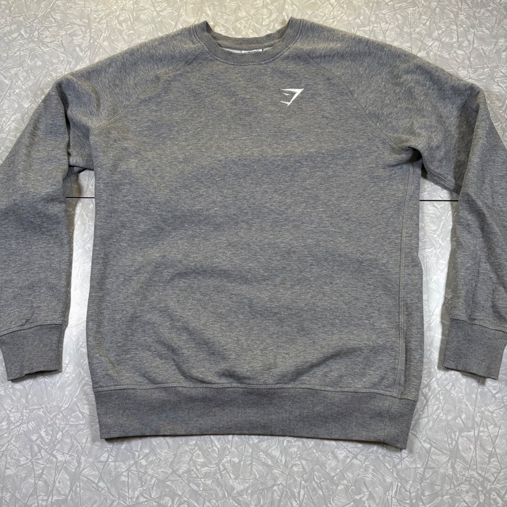 Gymshark Mens Raglan Sleeve Sweatshirt Grey Marl Logo Pullover GMPO3983-CHM L